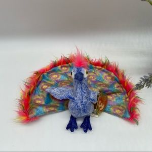 TY Beanie Baby - FLASHY the Peacock P.E. Pellets Tag 2000 With Tag Protector